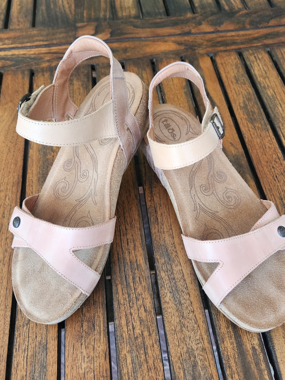 Women's Taos Footwear Sadie Sandals Dual-Strap Buckle Blush-Tan Size 7-7.5 Comfy - Picture 11 of 13